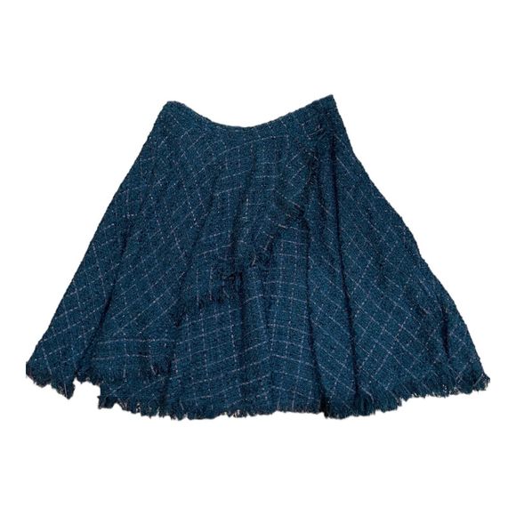 Anthropologie Eva Franco Fringed Tweed Skirt Womens Size 10 Green Plaid NEW TAGS - Picture 4 of 16
